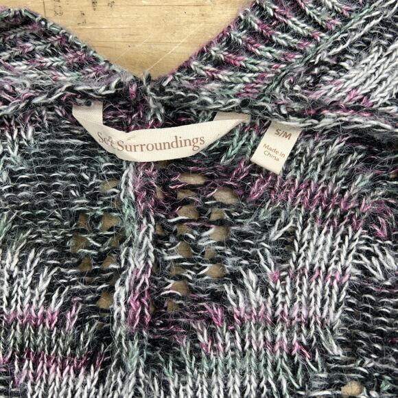 Soft Surroundings Womens Size S/M Sweater Cardigan Black Grey Knit Open - Picture 12 of 15